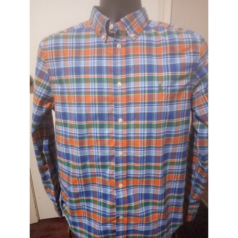 NWT Ralph Lauren Shirt Boys Youth XL 18-20 Orange Green Performance SS Pony